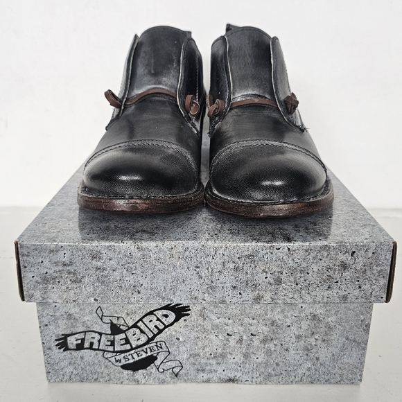 Freebird Mabel Oxford Black Bootie Shoe Leather Size 7 - Picture 3 of 9